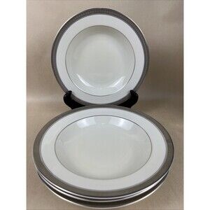 4pc Mikasa Palatial Platinum Rimmed Soup/Cereal Bowl L3235 8.5" Fine‎ China Mint